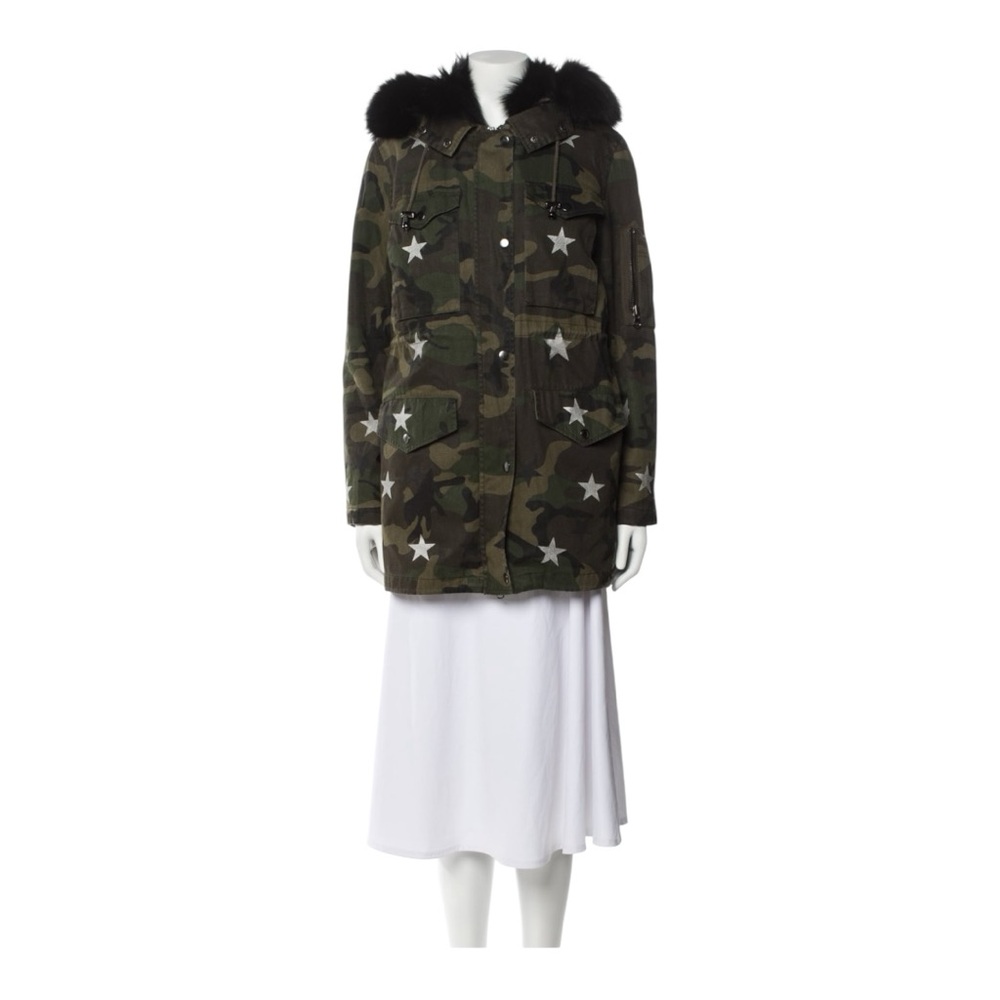 Jocelyn Camouflage Utility Jacket with Black Fur Collar
